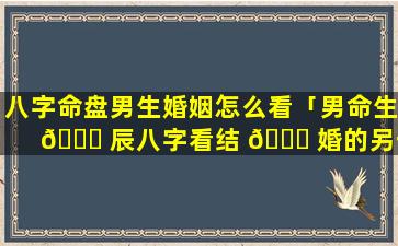 八字命盘男生婚姻怎么看「男命生 🐘 辰八字看结 🍀 婚的另一半」